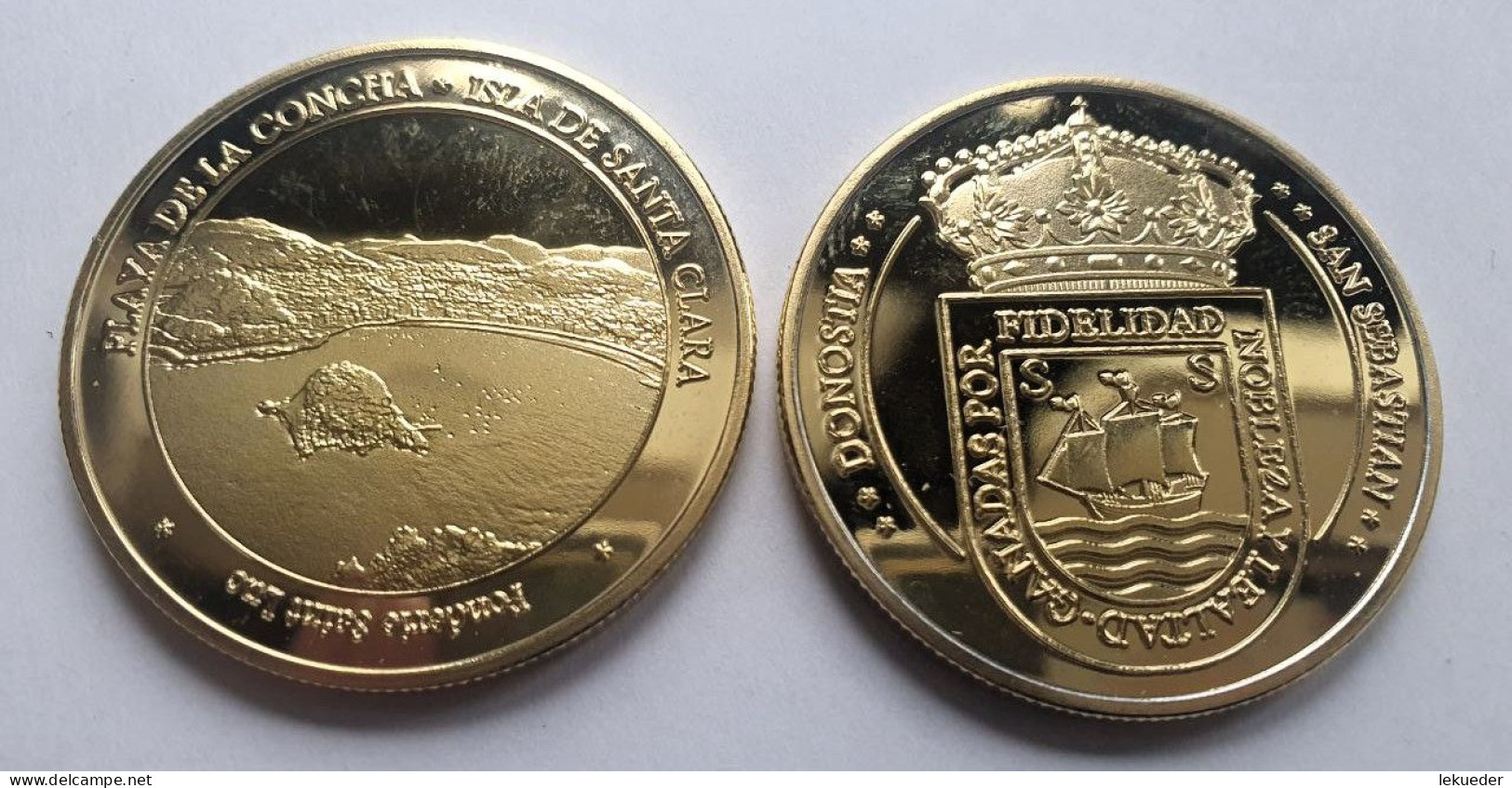 MONEDA Medalla Souvenir ESPAÑA (Fonderie Saint Luc): Bahía De La Concha, Isla Sta. Clara DONOSTIA SAN SEBASTIAN - Otros & Sin Clasificación