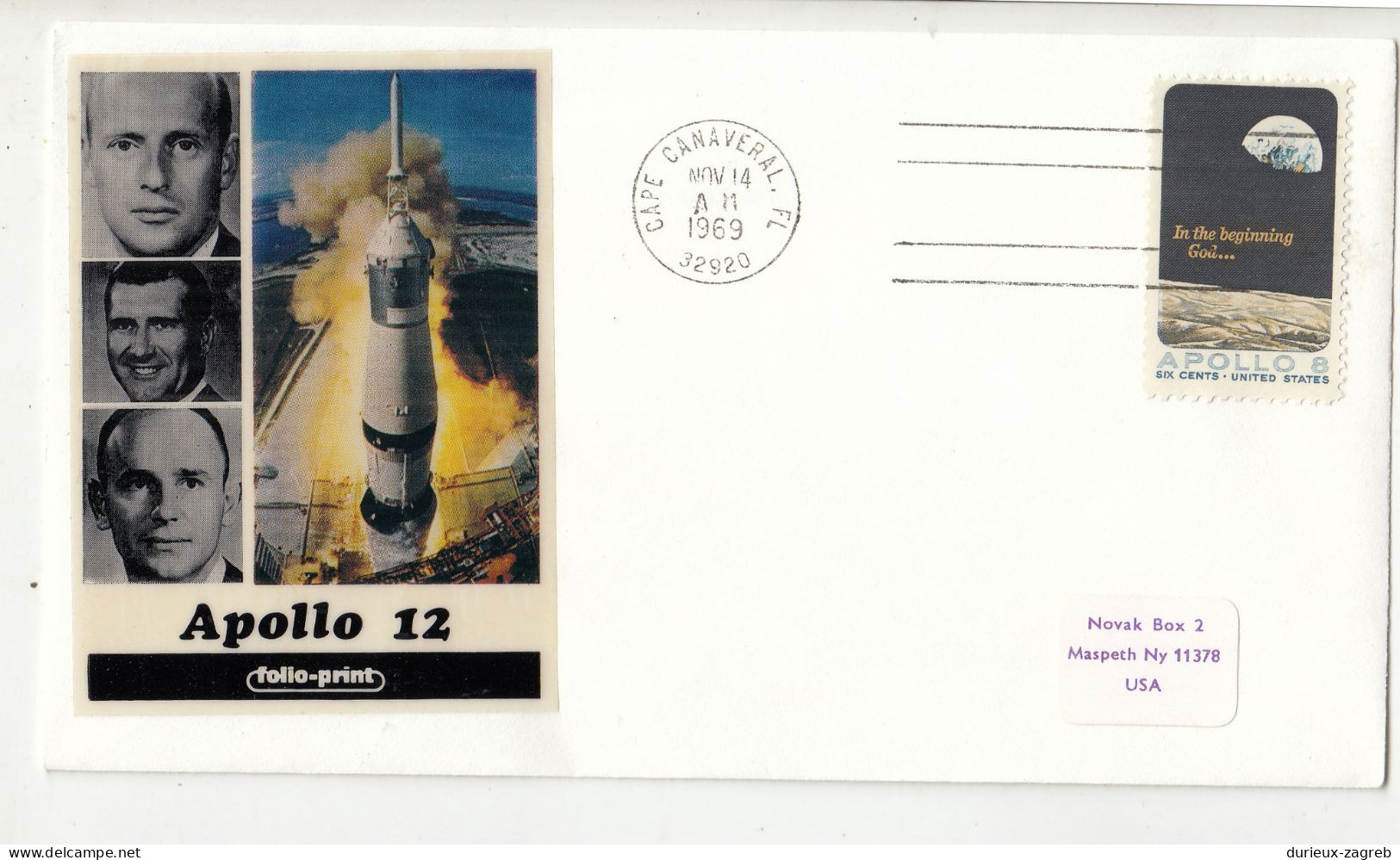 USA 4 Space FDCs 1969/71 Apollo 12 - First Men On The Moon - (3 Folioprint) B230820 - America Del Nord
