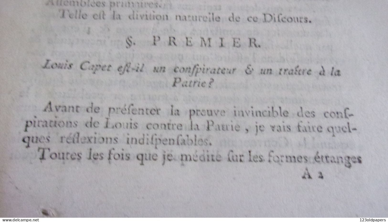 RARE 1793 Opinion De S.P. Lejeune, Député Du Département De L'Indre, Sur VOTE MORT DE  Louis CAPET (LOUIS XVI) - Centre - Val De Loire