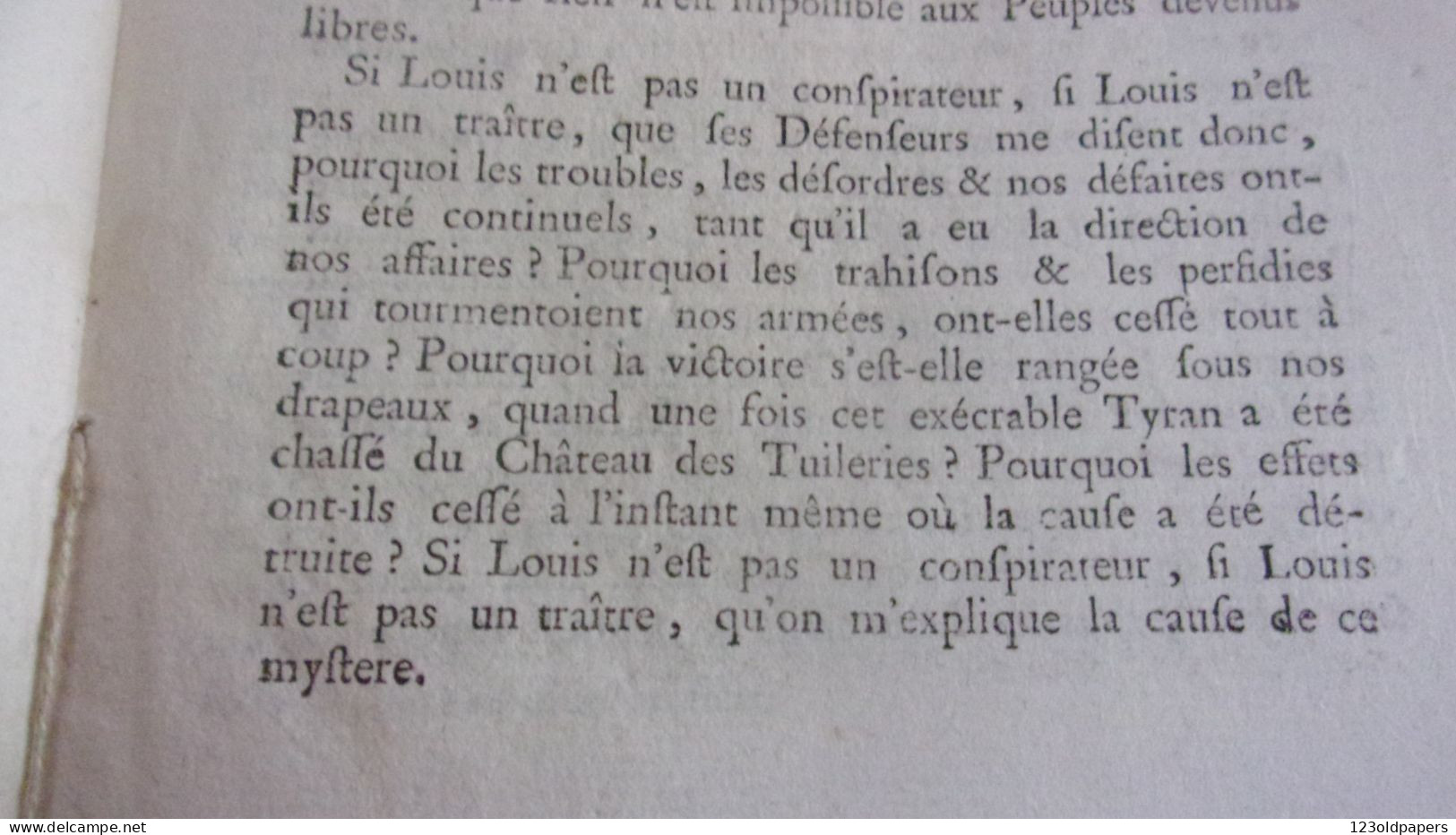 RARE 1793 Opinion de S.P. Lejeune, député du département de l'Indre, sur VOTE MORT DE  Louis CAPET (LOUIS XVI)