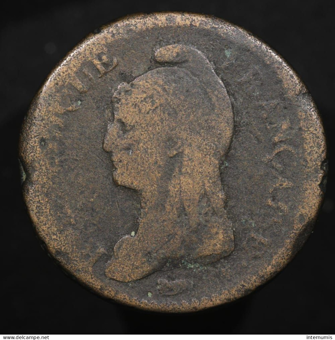 Rare : France, 1 Décime, AN 8-G, Geneve, Cuivre (Copper), B (VG), KM#, G.187a ,F.129/45 - 1792-1975 Convention (An II – An IV)