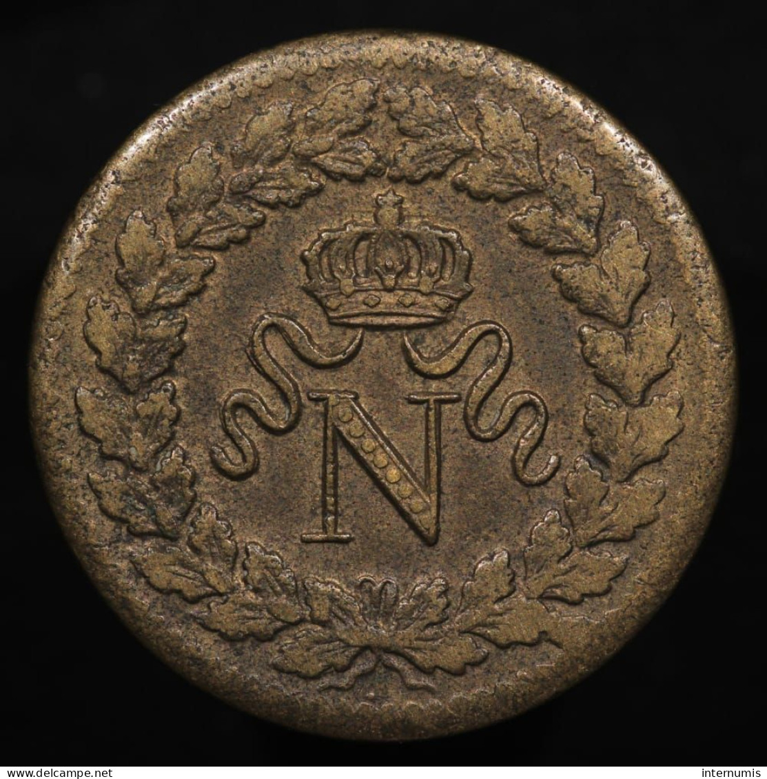 France, Napoleon I, 1 Décime, 1814. BB, Strasbourg, Bronze, TTB+ (EF), KM#, G.195b, F.131/3 - 1814 Asedio De Amberes