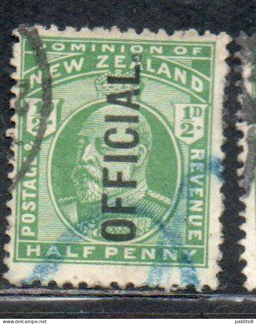 NEW ZEALAND NUOVA ZELANDA 1910 OFFICIAL STAMPS KING EDWARD VII OVERPRINTED 1/2c USED USATO OBLITERE' - Service