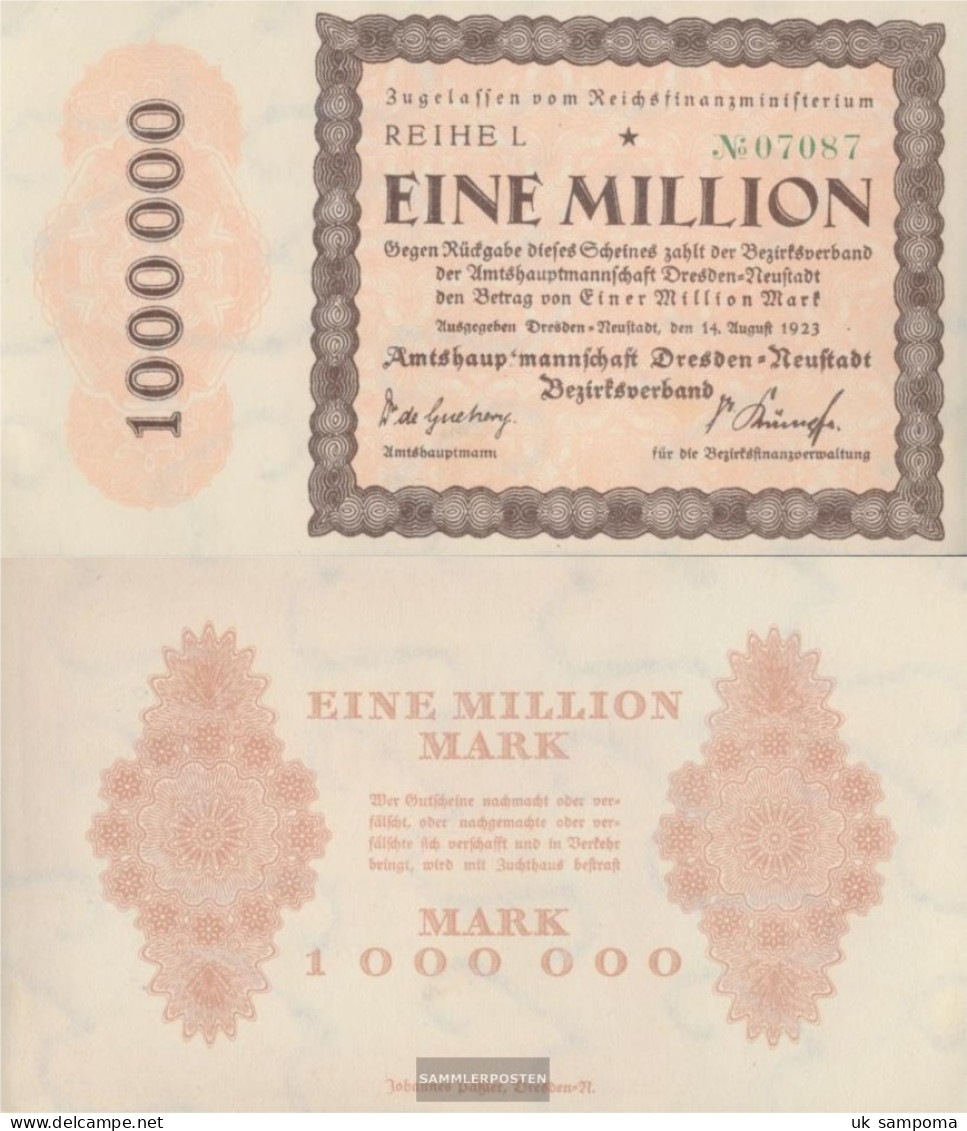 Dresden-Neustadt Inflationsgeld City Dresden-Neustadt Used (III) 1923 1 One Million Mark - 1 Miljoen Mark