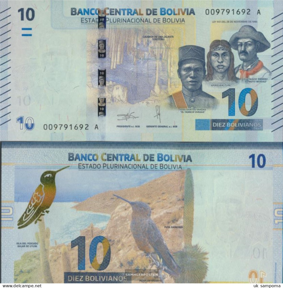 Bolivia Pick-number: 248 Uncirculated 2018 10 Bolivianos - Bolivie