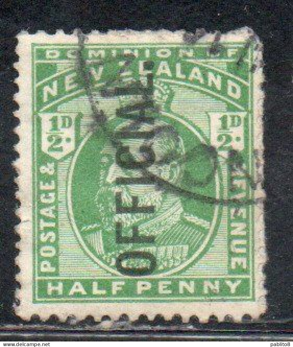 NEW ZEALAND NUOVA ZELANDA 1910 OFFICIAL STAMPS KING EDWARD VII OVERPRINTED 1/2c USED USATO OBLITERE' - Service