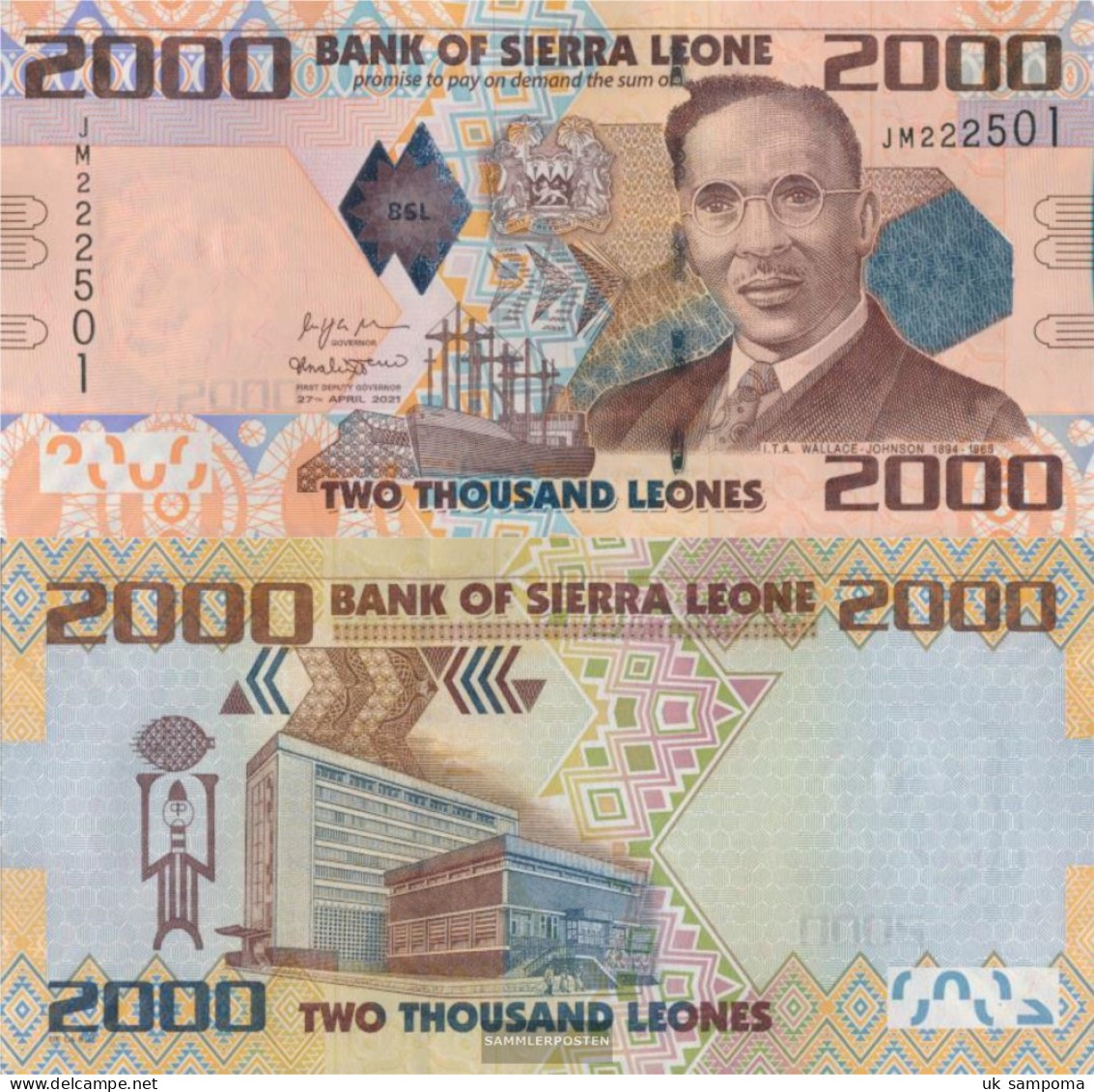 Sierra Leone Pick-number: 31 (27.04.2021) Uncirculated 2021 2.000 Leones - Sierra Leone