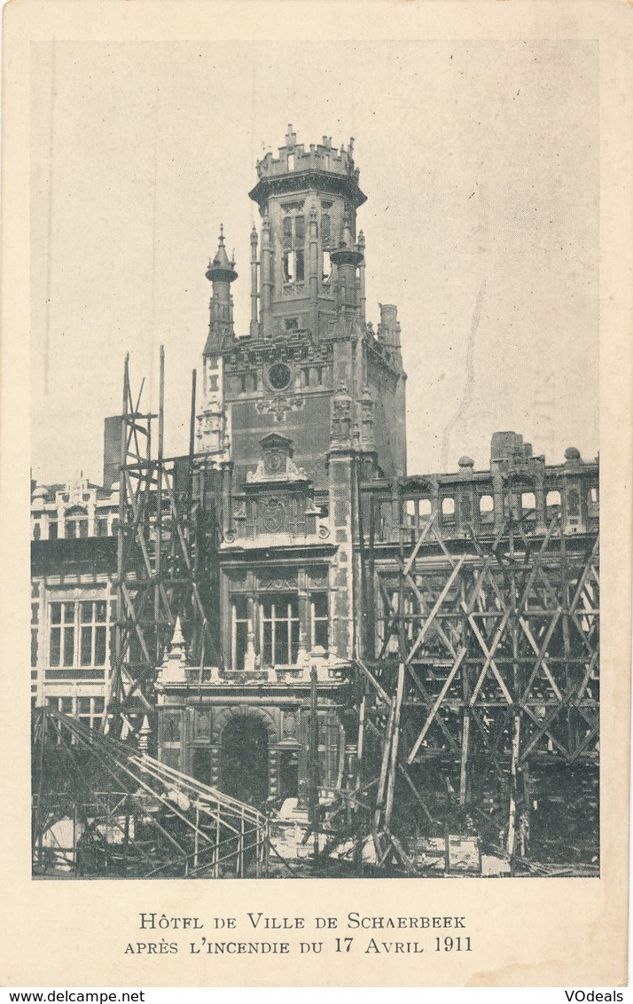 CPA - Belgique - Brussels - Bruxelles - Schaerbeek - Hôtel De Ville Après Incendie - Schaerbeek - Schaarbeek