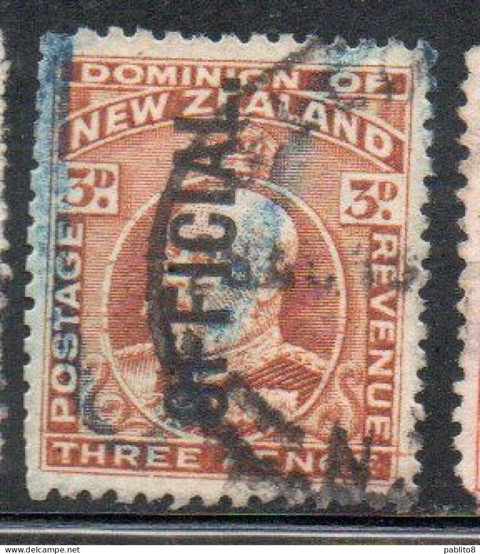 NEW ZEALAND NUOVA ZELANDA 1910 OFFICIAL STAMPS KING EDWARD VII OVERPRINTED 3p USED USATO OBLITERE' - Service