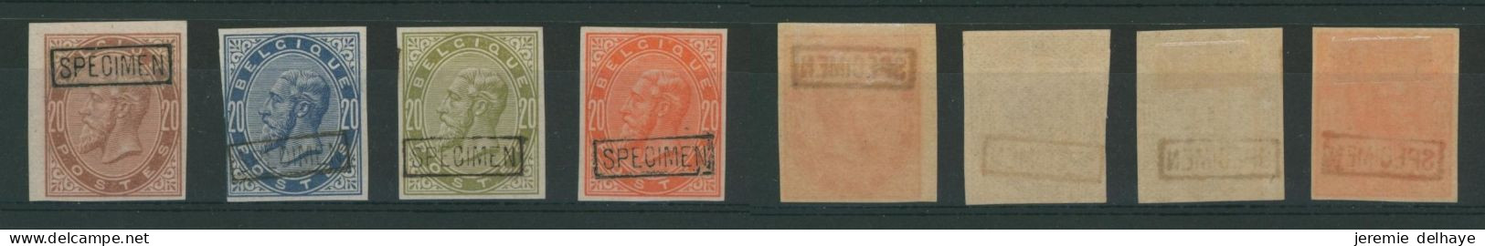 Essai - Type Adopté (émission 1883), Essai De Couleur Sur 20ctm X4 + Surcharge SPECIMEN. Bel Ensemble ! - Probe- Und Nachdrucke