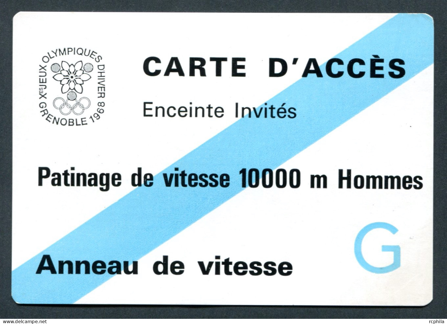 RC 25430 JEUX OLYMPIQUE DE GRENOBLE 1968 ANNEAU DE VITESSE CARTE D'ACCÈS ENCEINTE INVITÉS PATINAGE DE VITESSE 10000M HOM - Tickets D'entrée