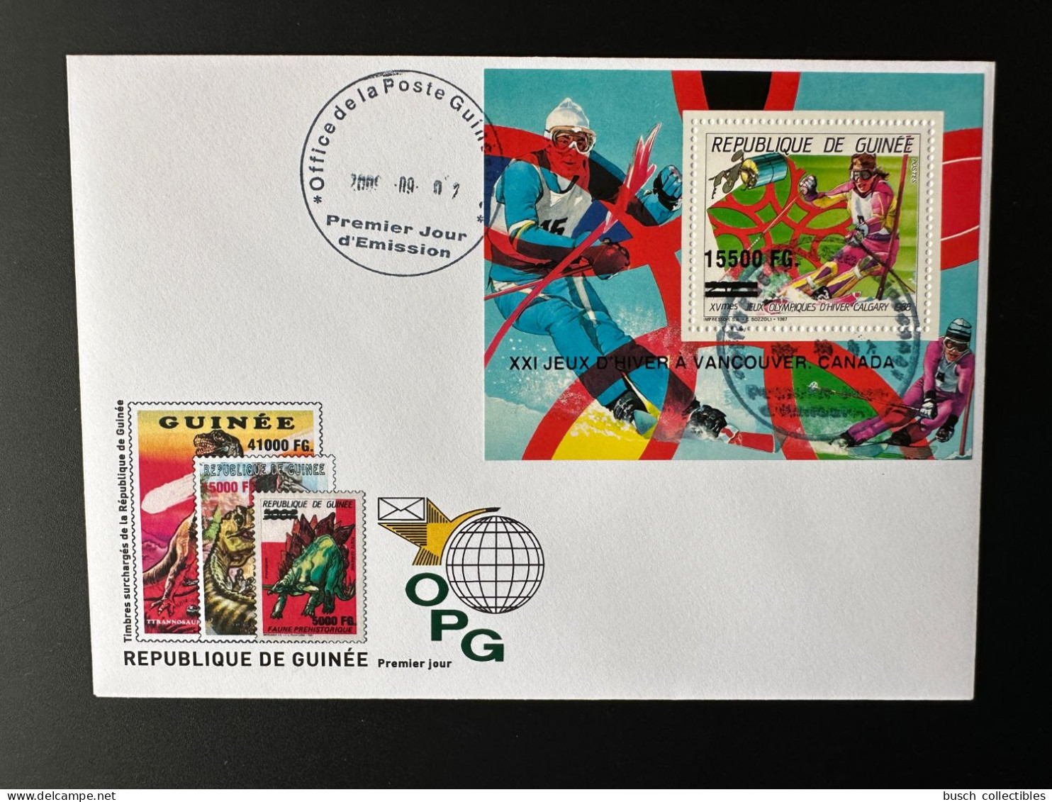 Guinée Guinea 2009 FDC Mi. Bl. 1721 Surchargé Overprint Winter Olympic Calgary 1988 Vancouver 2010 Jeux Olympiques Ski - Winter 1988: Calgary