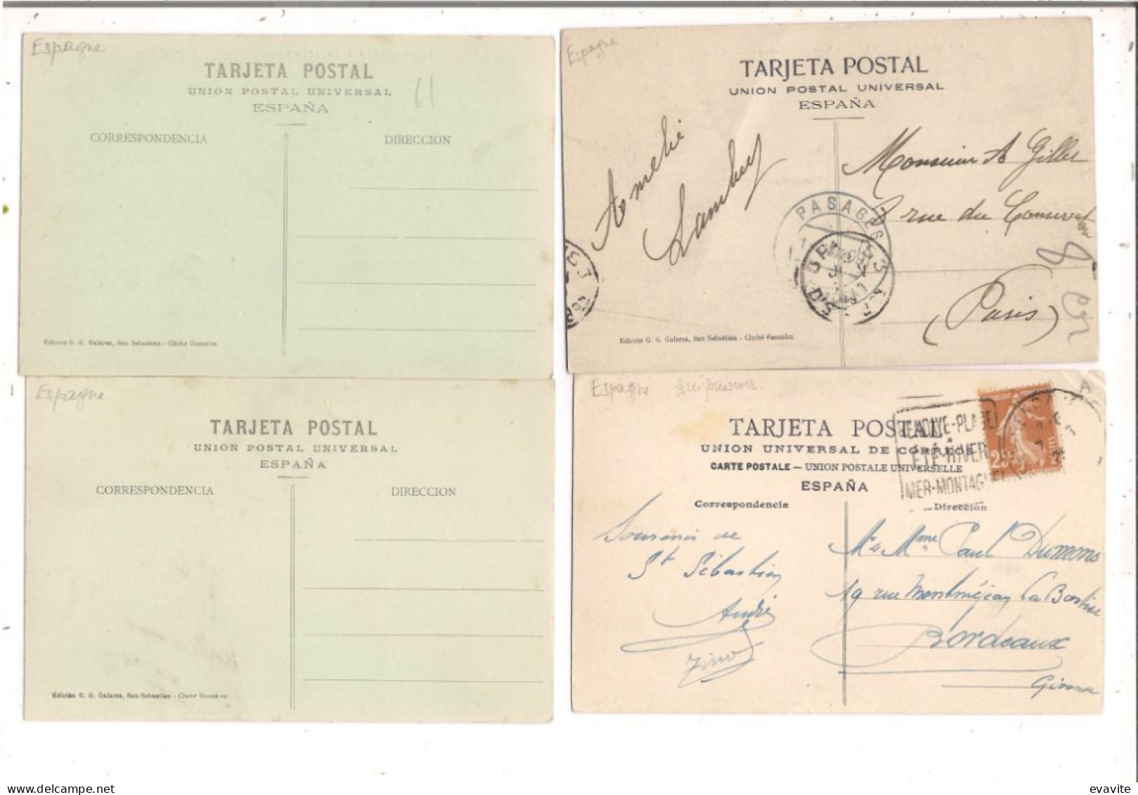 CPA Lot De 4    Espagne  -  SAN-SEBASTIAN - Collections & Lots