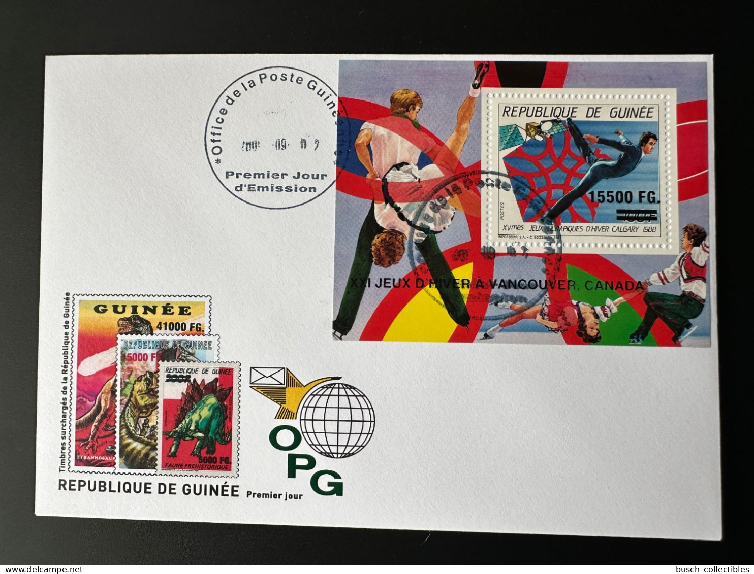 Guinée Guinea 2009 FDC Mi. Bl. 1723 Surch Overprint Winter Olympic Calgary 1988 Vancouver 2010 Jeux Olympiques Eislaufen - Winter 2010: Vancouver