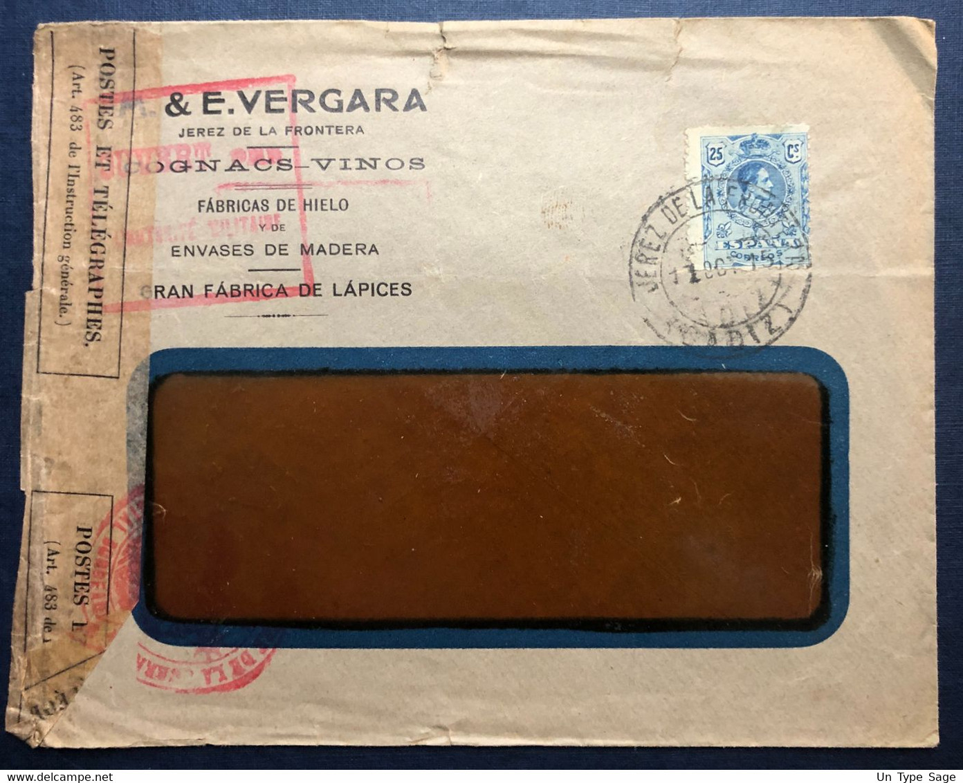 Espagne, Divers Sur Enveloppe De JEREZ DE LA FRONTERA 11.10.1915 - (B4306) - Brieven En Documenten