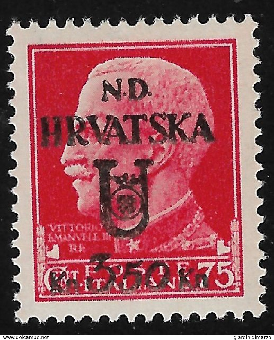 SPALATO-OCCUPAZ. CROATA -1944 Valore Nuovo Stl Da Kn.3,50 Su 75 C. Con Soprastampa NOT CERTIFICATE-in Ottime Condizioni. - Kroatische Bes.: Sebenico & Spalato