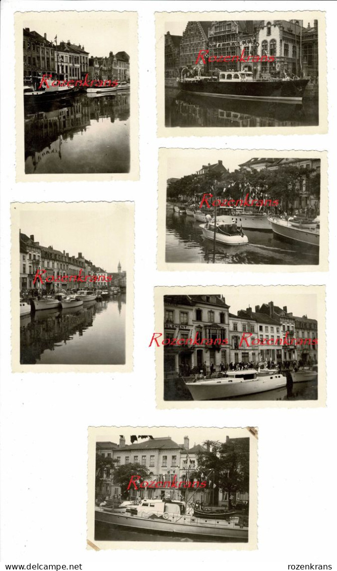 Lotje Van 6 Unieke Foto's Oude Foto Gent Vakantiefoto Photo Amateur Klein Formaat Leie Plezierboot - Gent