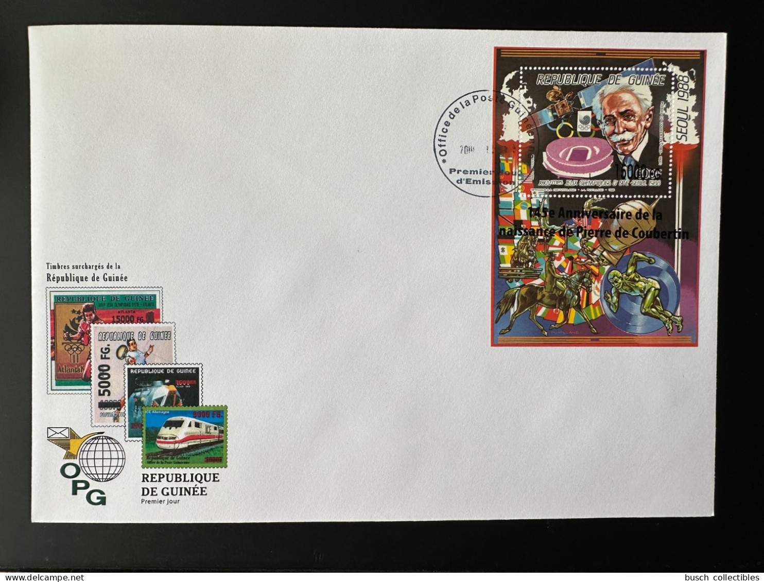 Guinée Guinea 2008 FDC Mi. Bl. 1652 Surch Overprint 145e Anniversaire Pierre De Coubertin Olympic Games Jeux Olympiques - Guinea (1958-...)