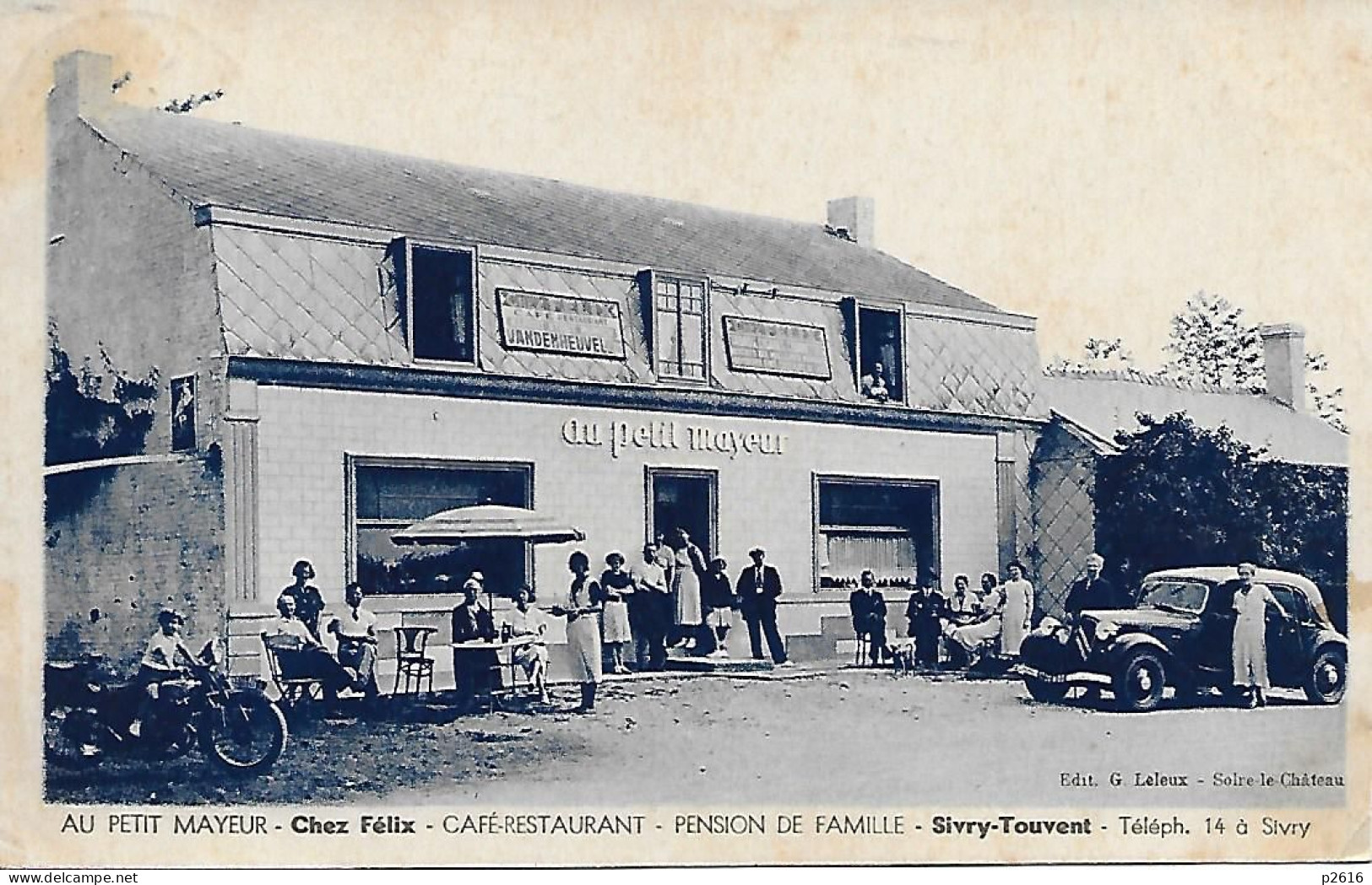 BELGIQUE -1939 -  AU PETIT MAYEUR -CHEZ FELIX - CAFE- RESTAURANT PENSION DE FAMILLE - SIVRY- TOUVENT  - VOITURE TRACTION - Sivry-Rance