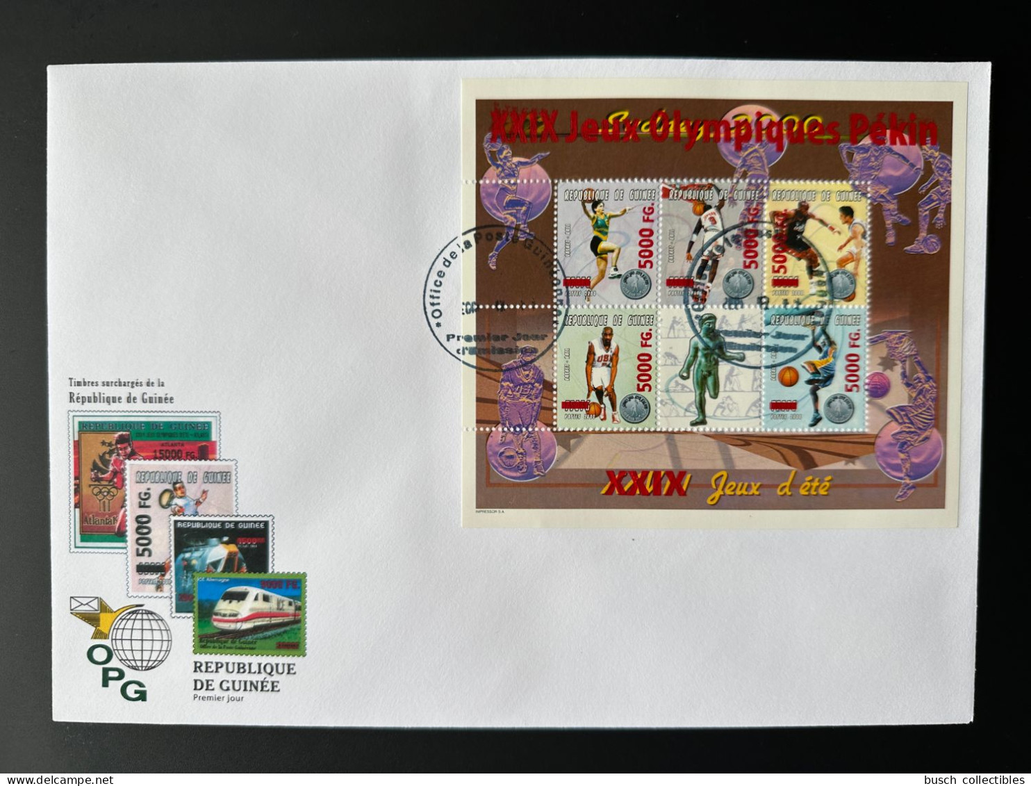 Guinée Guinea 2008 FDC Mi. 6290-6294 Surchargé Overprint Olympic Games Sydney 2000 Pekin Beijing 2008 Jeux Olympiques - Pallacanestro