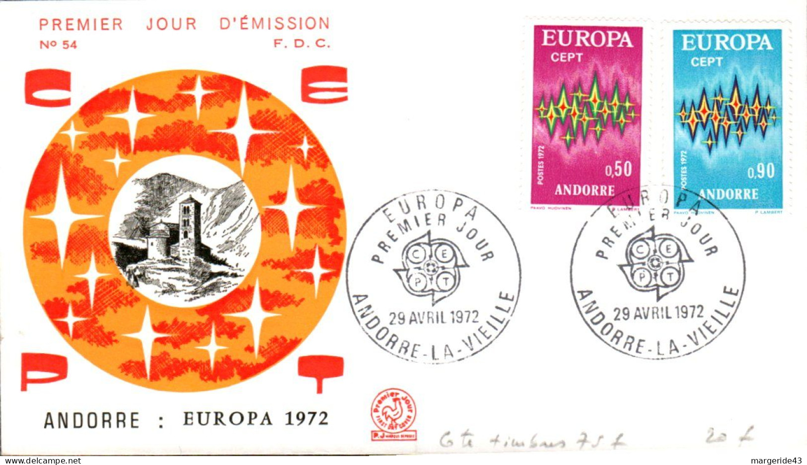 ESPAGNE FDC 1972 EUROPA - 1972