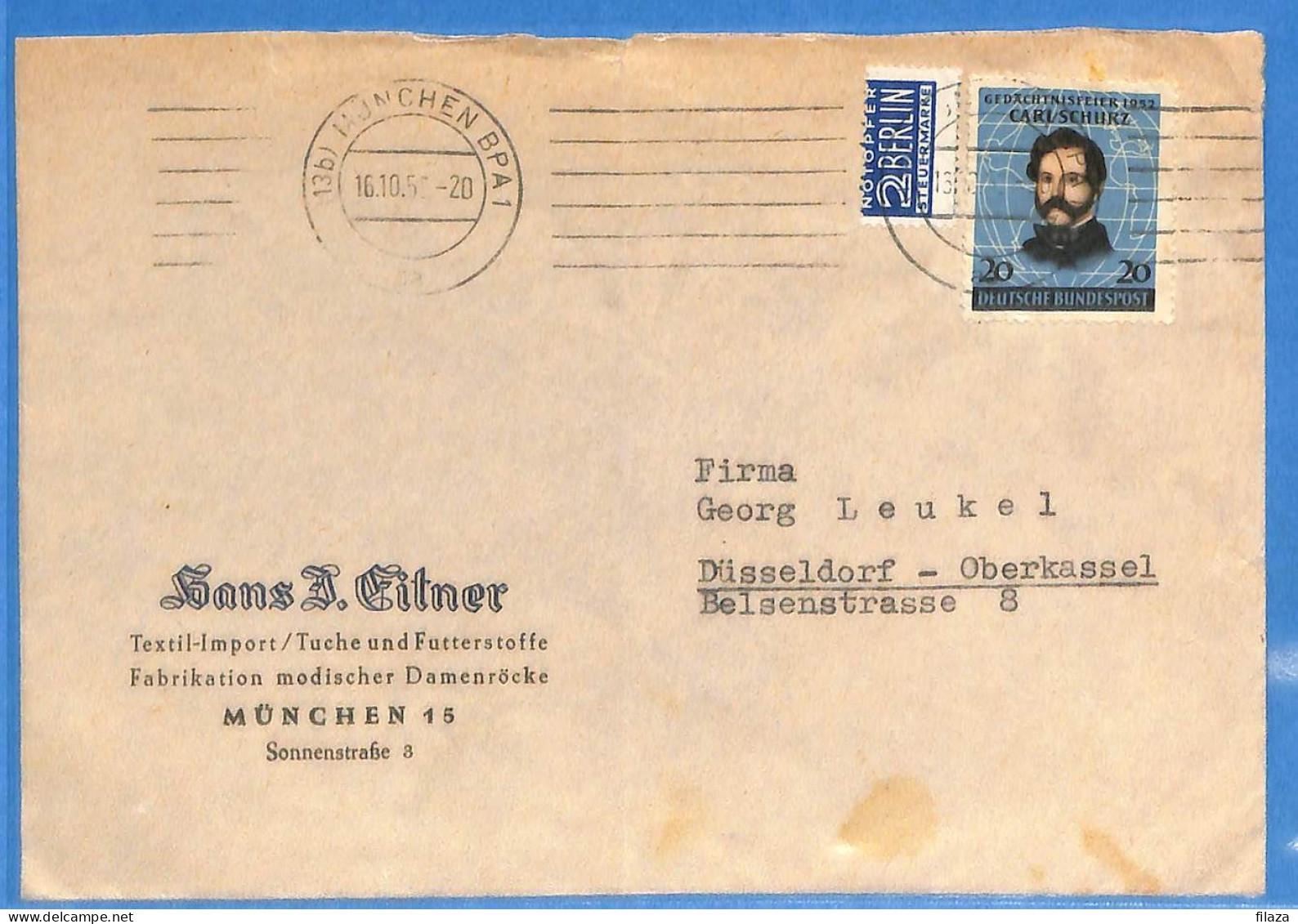 Allemagne Republique Federale 1952 Lettre De Munchen (G22468) - Autres & Non Classés