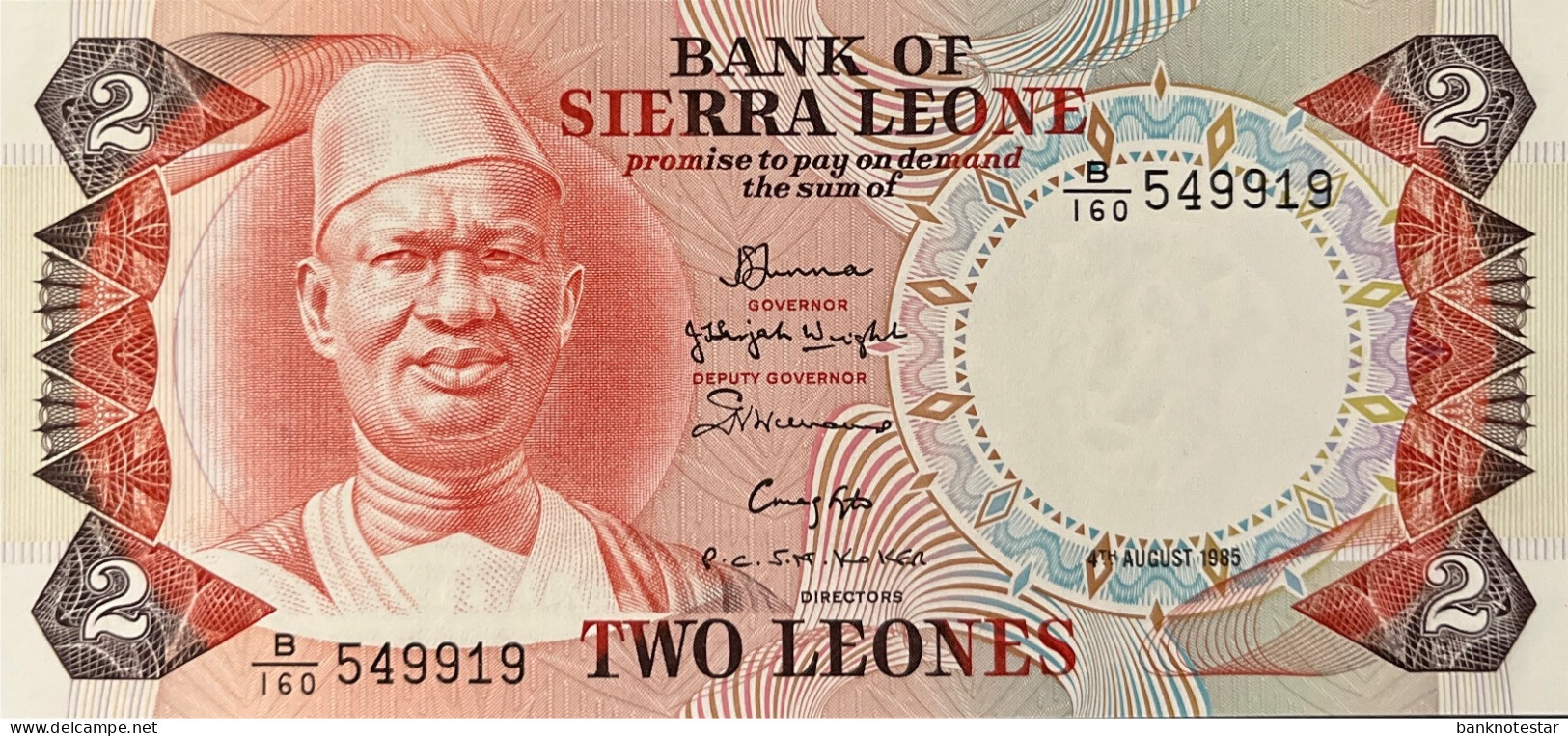 Sierra Leone 2 Leone, P-6h (4.8.1985) - UNC - Sierra Leone