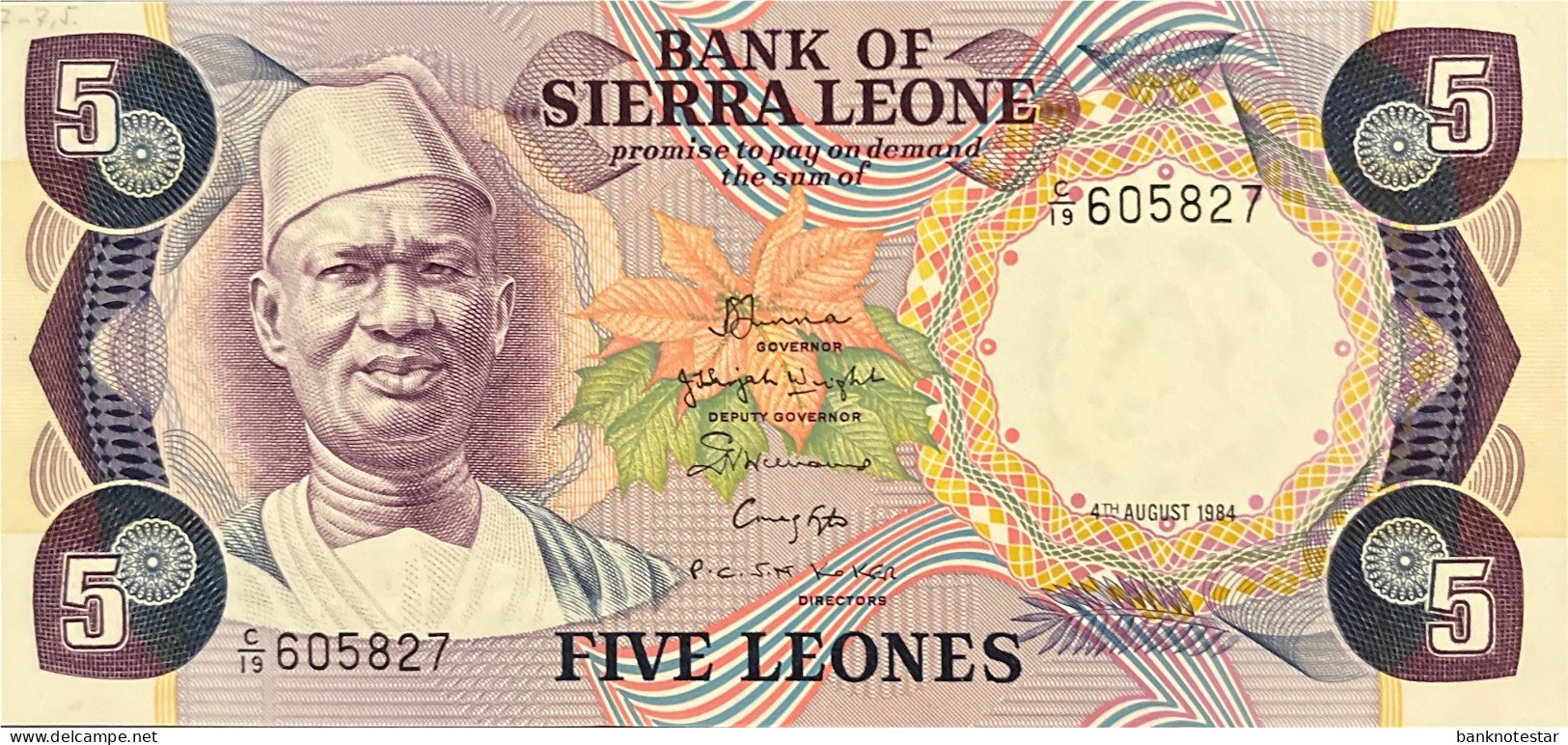 Sierra Leone 5 Leone, P-7f (4.8.1984) - UNC - Sierra Leona