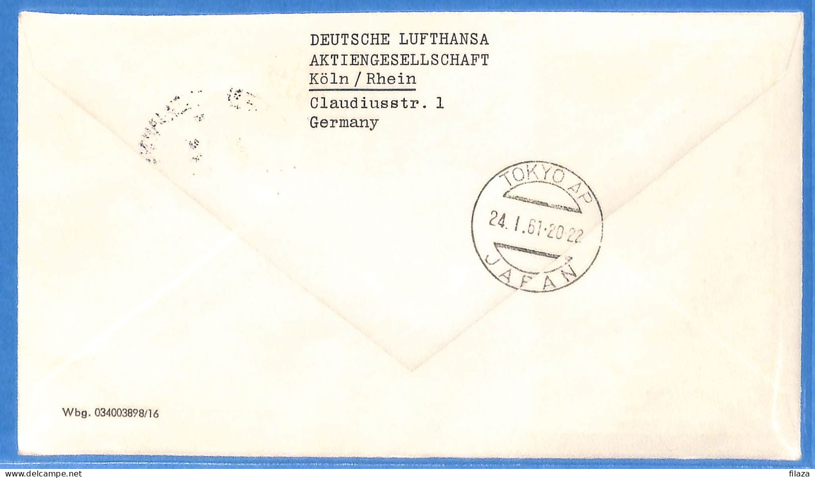 Allemagne Republique Federale 1961 Lettre Par Avion De Frankfurt Aux Japan Lufthansa  (G22489) - Briefe U. Dokumente