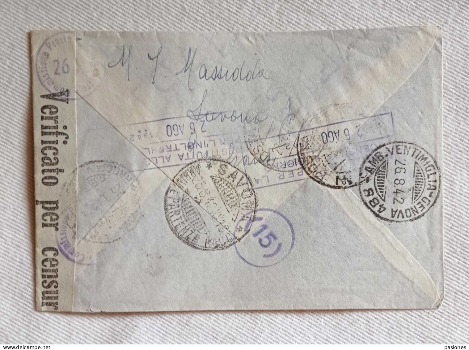 Busta Di Lettera Raccomandata Per Via Aerea Per P.M.126 Intendenza 8° Armata (Russia) 25/08/1942 - Marcophilie (Avions)