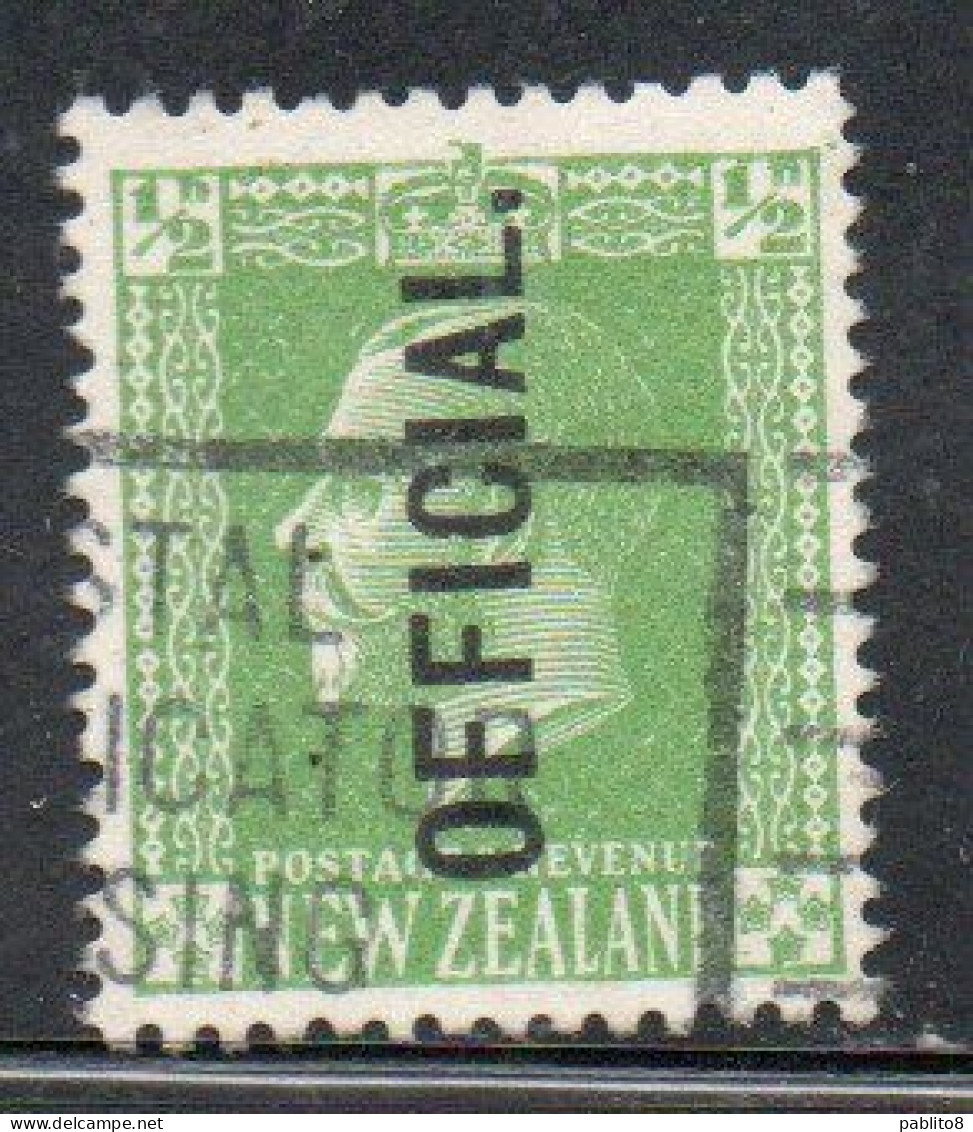 NEW ZEALAND NUOVA ZELANDA 1915 1919 1916 OFFICIAL STAMPS KING GEORGE V 1/2p USATO USED OBLITERE' - Gebraucht