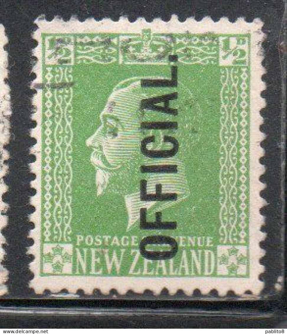 NEW ZEALAND NUOVA ZELANDA 1915 1919 1916 OFFICIAL STAMPS KING GEORGE V 1/2p USATO USED OBLITERE' - Usati