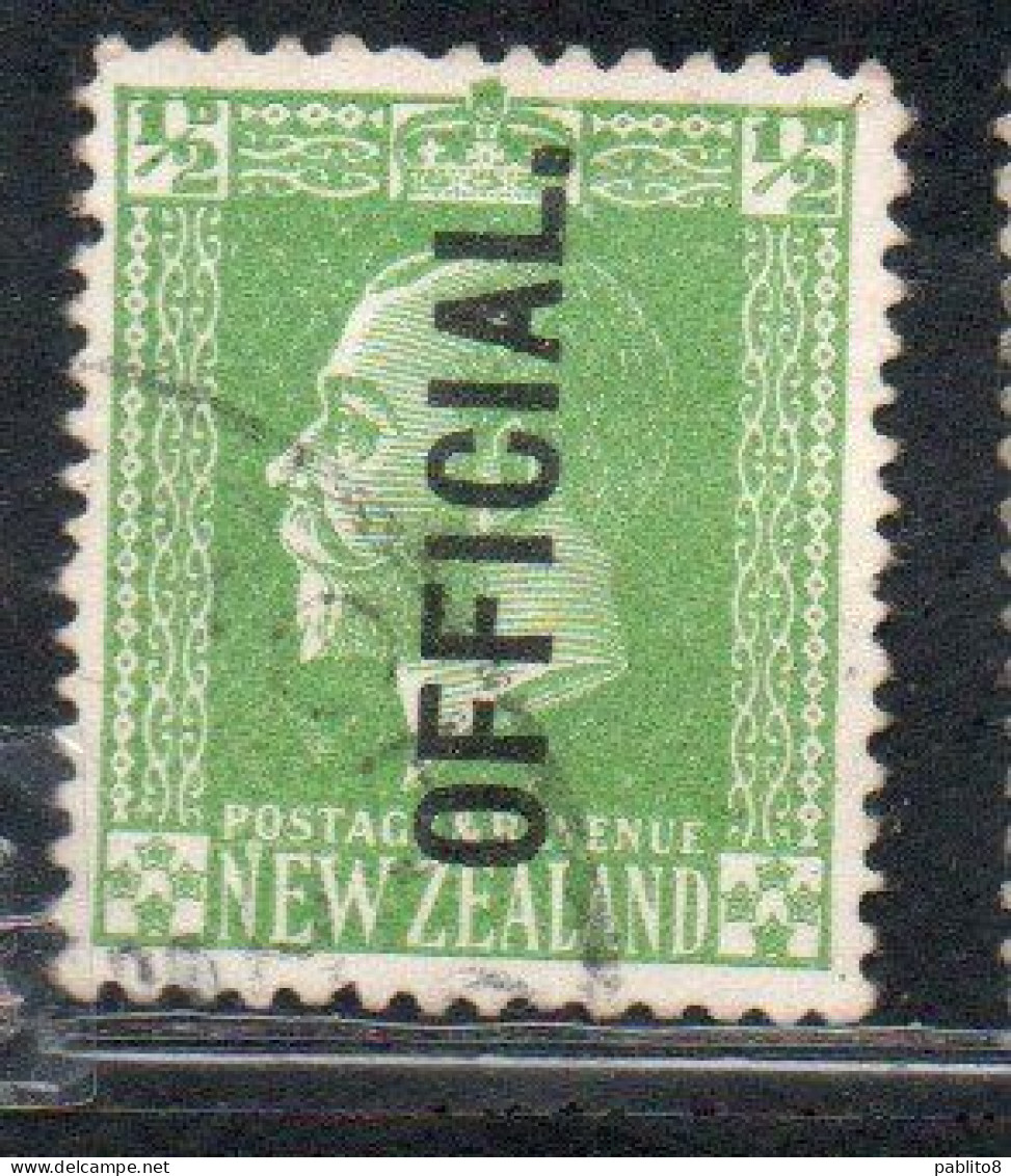 NEW ZEALAND NUOVA ZELANDA 1915 1919 1916 OFFICIAL STAMPS KING GEORGE V 1/2p USATO USED OBLITERE' - Gebraucht