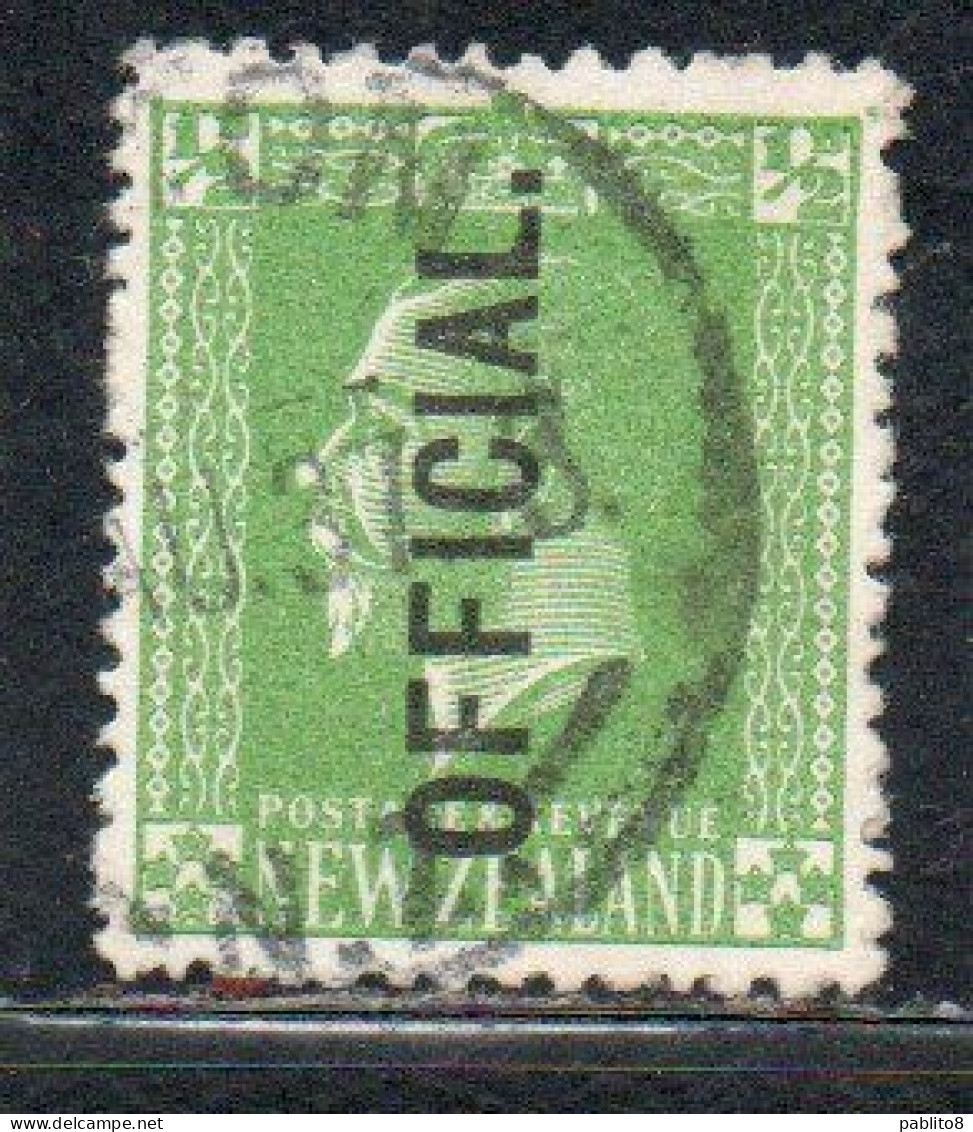 NEW ZEALAND NUOVA ZELANDA 1915 1919 1916 OFFICIAL STAMPS KING GEORGE V 1/2p USATO USED OBLITERE' - Gebraucht