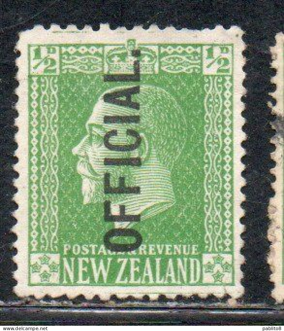 NEW ZEALAND NUOVA ZELANDA 1915 1919 1916 OFFICIAL STAMPS KING GEORGE V 1/2p USATO USED OBLITERE' - Usati