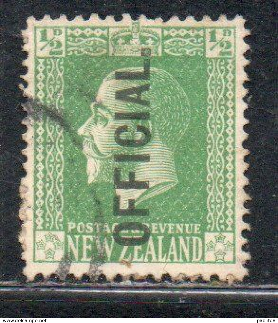 NEW ZEALAND NUOVA ZELANDA 1915 1919 1916 OFFICIAL STAMPS KING GEORGE V 1/2p USATO USED OBLITERE' - Usati