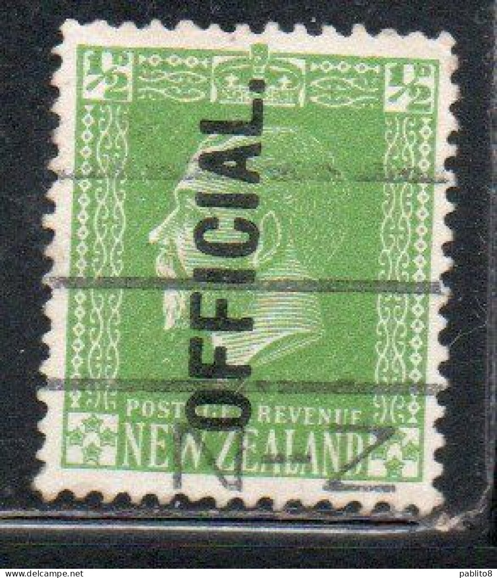 NEW ZEALAND NUOVA ZELANDA 1915 1919 1916 OFFICIAL STAMPS KING GEORGE V 1/2p USATO USED OBLITERE' - Usati