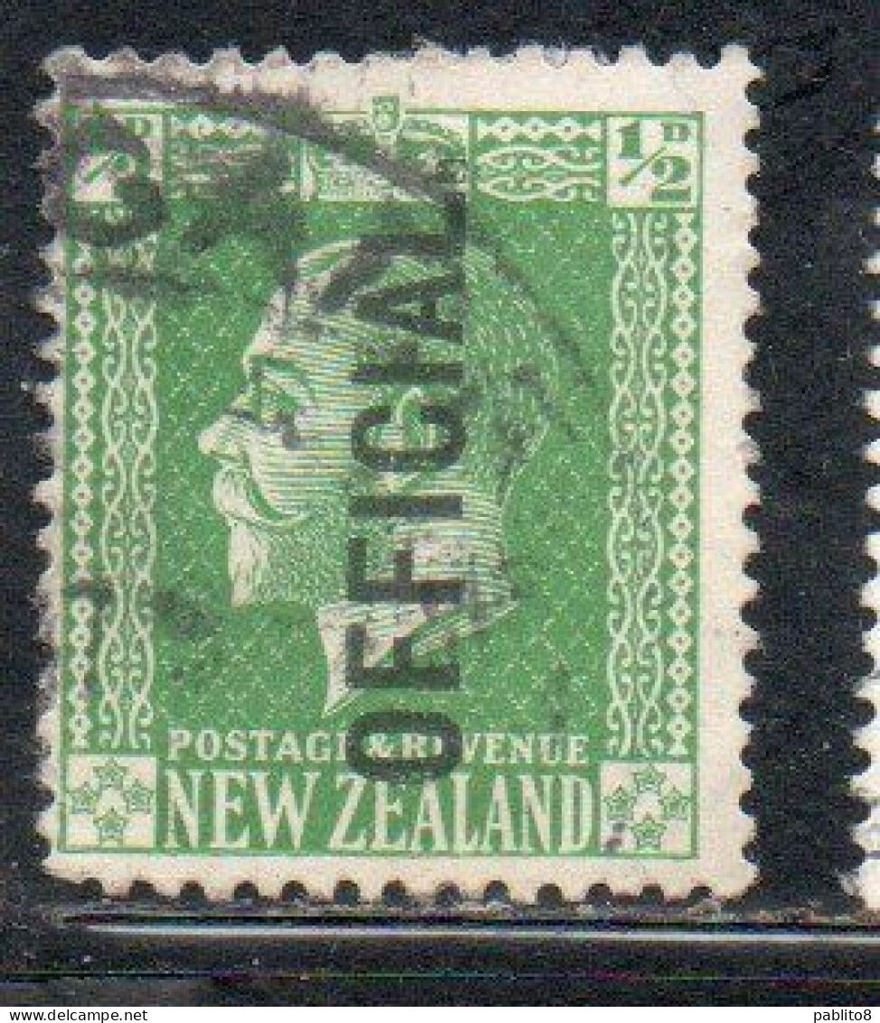 NEW ZEALAND NUOVA ZELANDA 1915 1919 1916 OFFICIAL STAMPS KING GEORGE V 1/2p USATO USED OBLITERE' - Usati