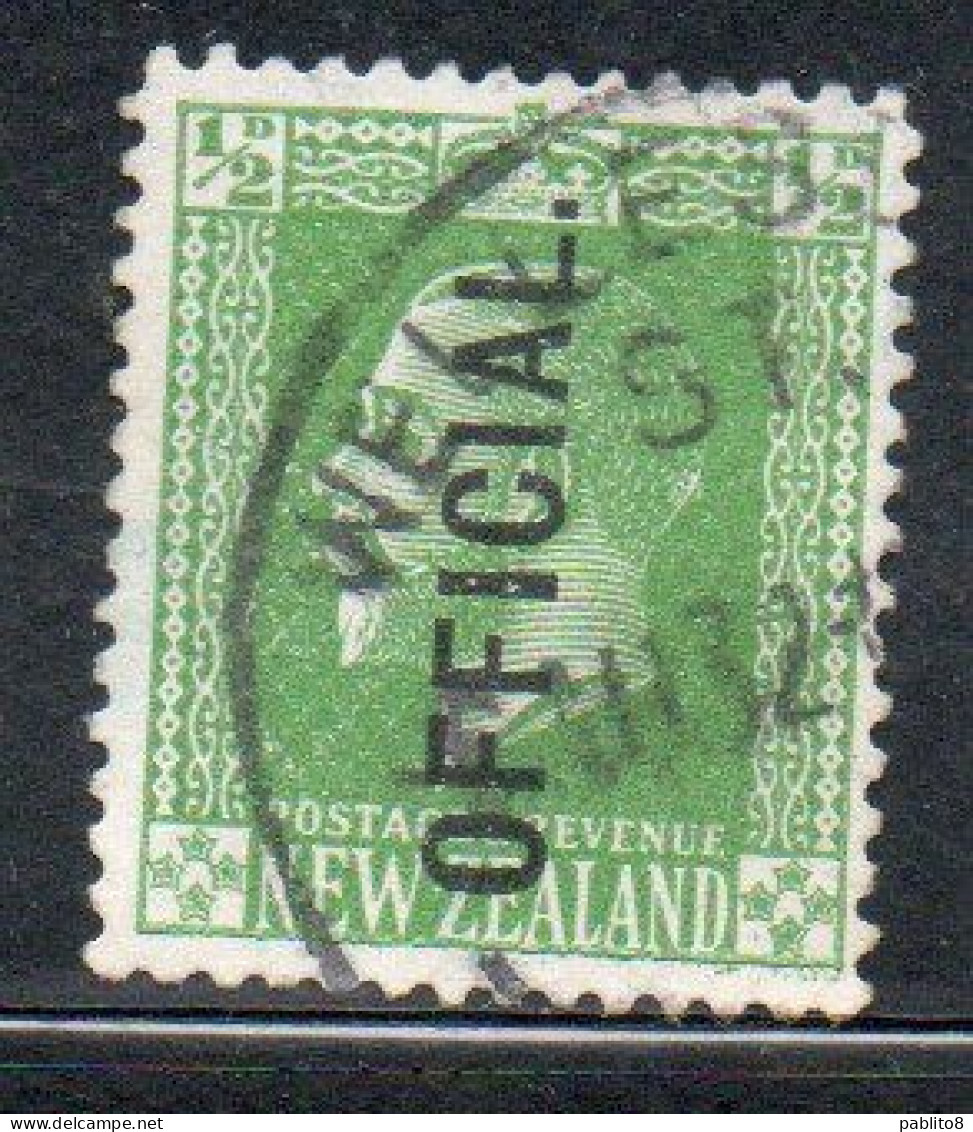 NEW ZEALAND NUOVA ZELANDA 1915 1919 1916 OFFICIAL STAMPS KING GEORGE V 1/2p USATO USED OBLITERE' - Gebraucht