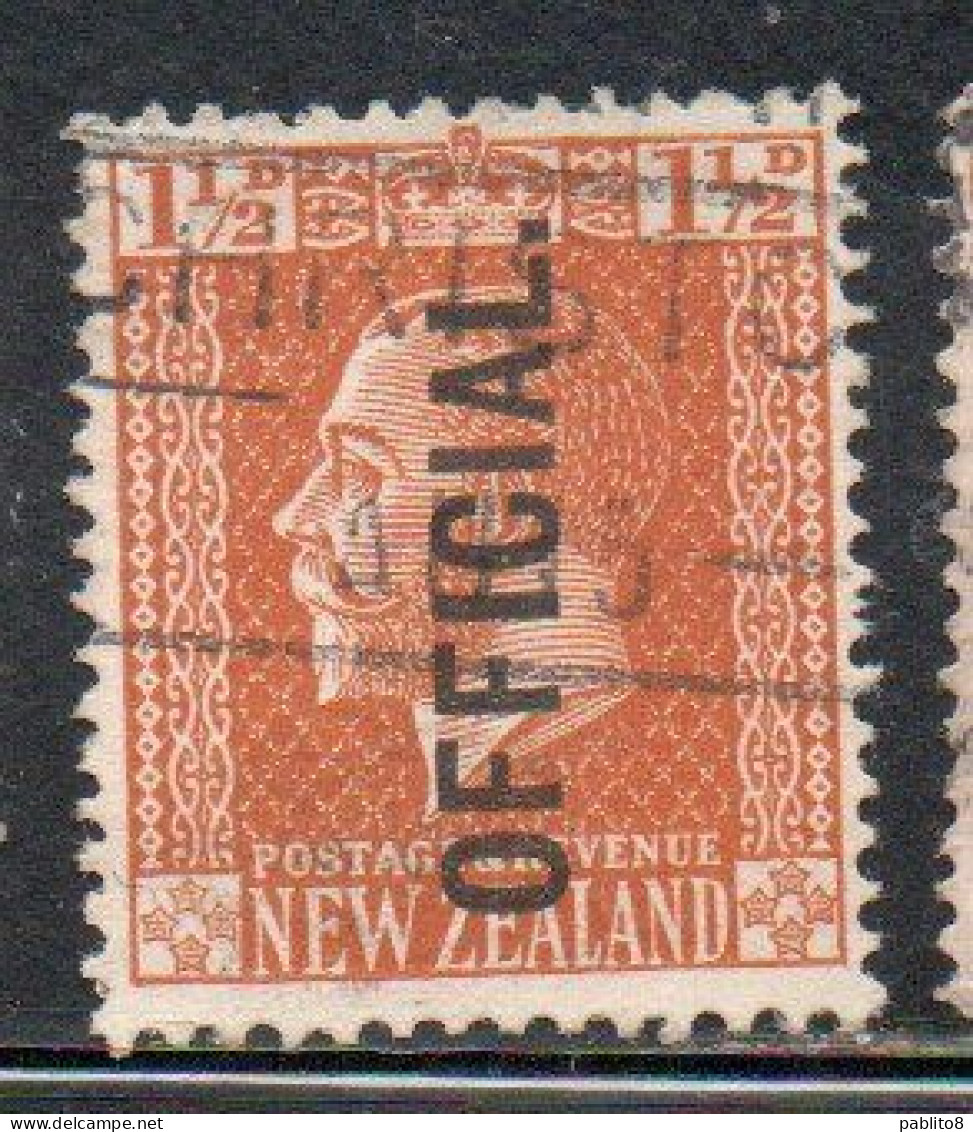 NEW ZEALAND NUOVA ZELANDA 1915 1919 OFFICIAL STAMPS KING GEORGE V 1 1/2p USATO USED OBLITERE' - Gebraucht