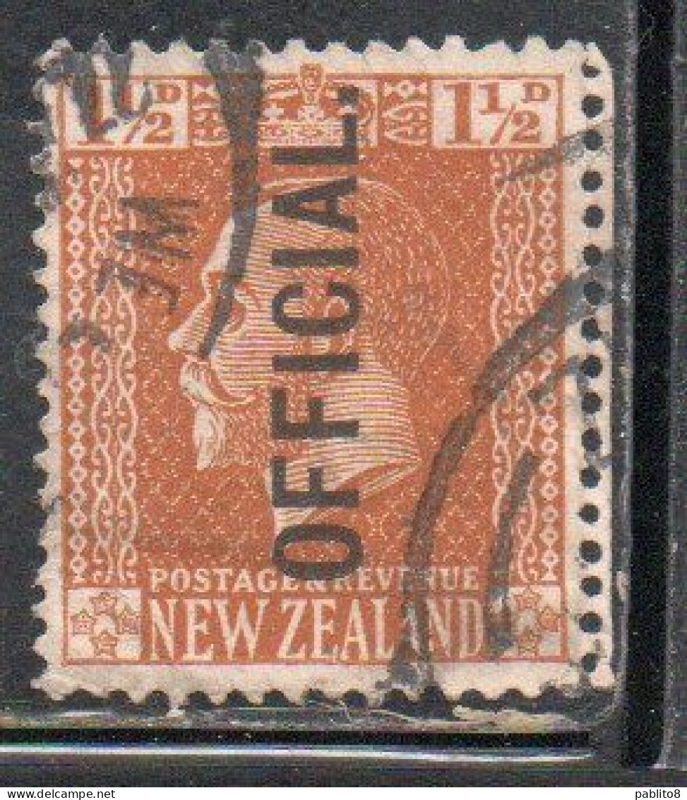 NEW ZEALAND NUOVA ZELANDA 1915 1919 OFFICIAL STAMPS KING GEORGE V 1 1/2p USATO USED OBLITERE' - Gebraucht