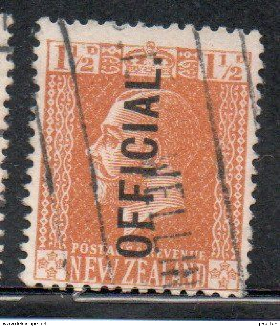 NEW ZEALAND NUOVA ZELANDA 1915 1919 OFFICIAL STAMPS KING GEORGE V 1 1/2p USATO USED OBLITERE' - Usati