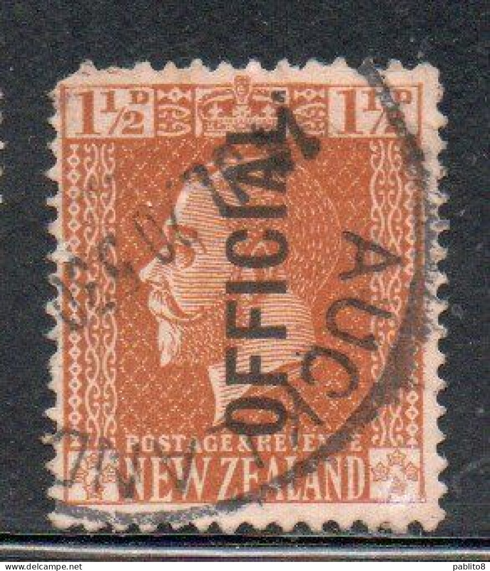 NEW ZEALAND NUOVA ZELANDA 1915 1919 OFFICIAL STAMPS KING GEORGE V 1 1/2p USATO USED OBLITERE' - Usati