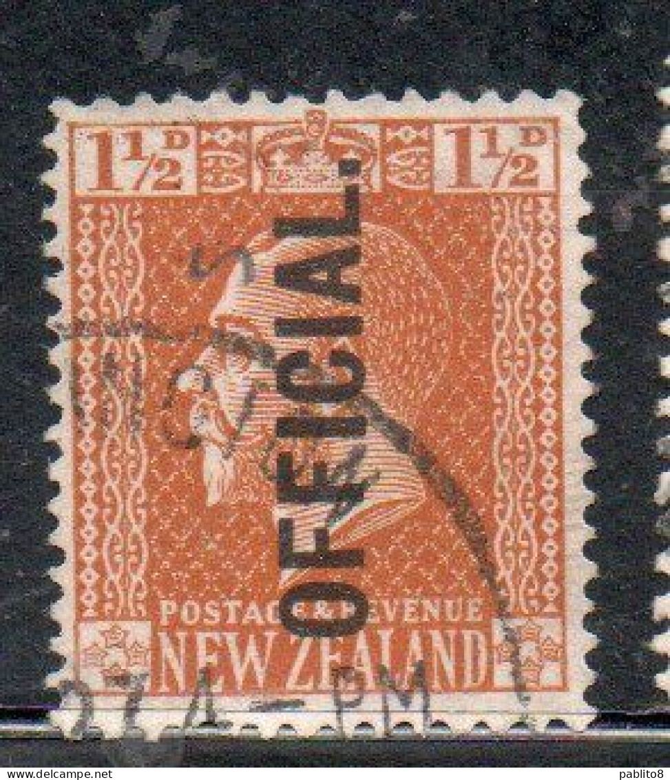 NEW ZEALAND NUOVA ZELANDA 1915 1919 OFFICIAL STAMPS KING GEORGE V 1 1/2p USATO USED OBLITERE' - Gebruikt