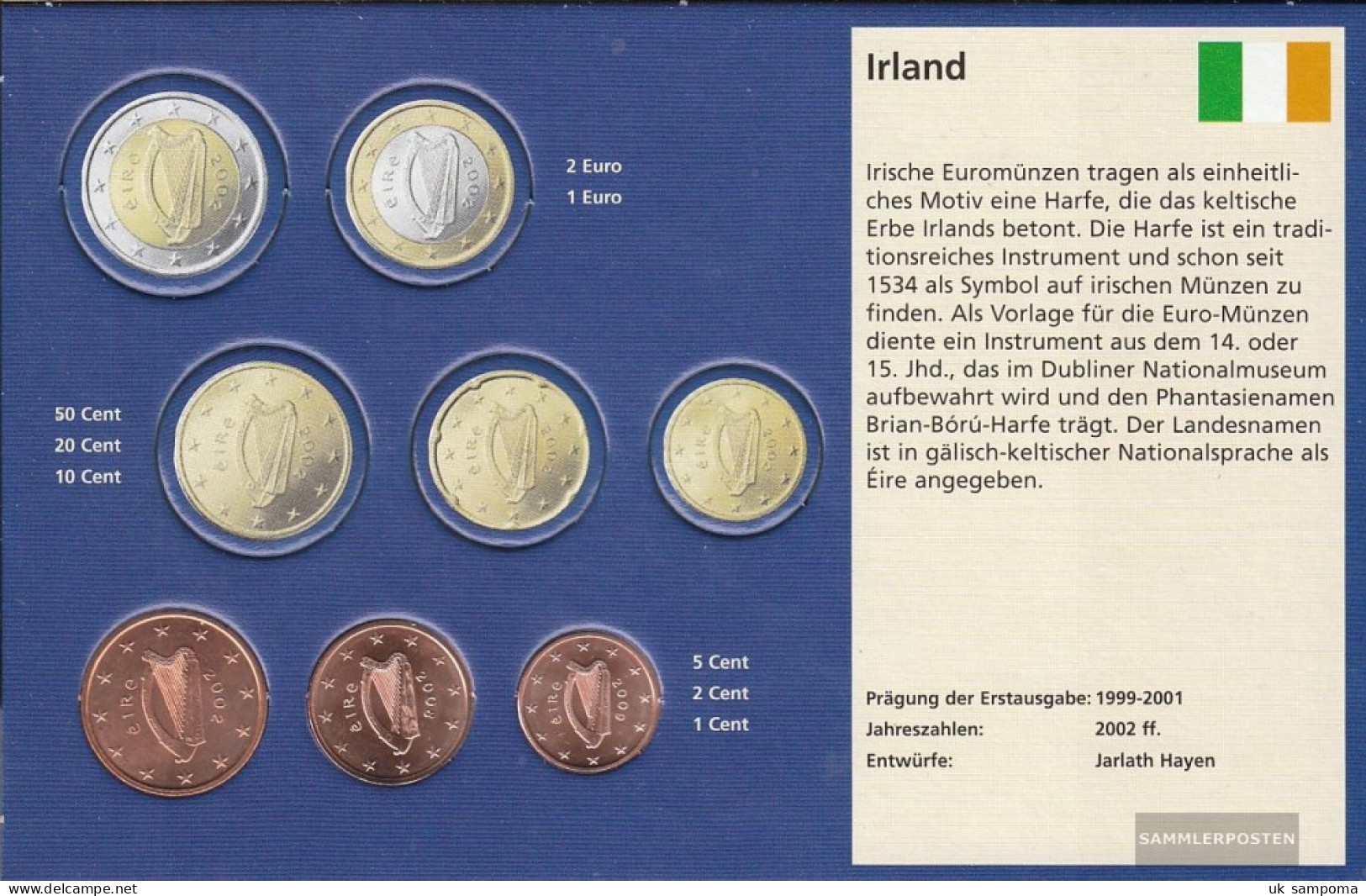 Ireland IRL1 - 3 Stgl./unzirkuliert Mixed Vintages Stgl./unzirkuliert Ab 2002 Kursmünze 1, 2 And 5 Cent - Irlanda