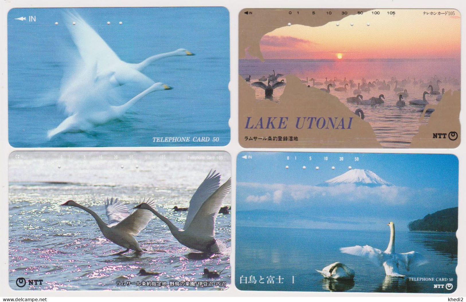 LOT De 4 Télécartes JAPON  - ANIMAL - OISEAU  CYGNE - SWAN BIRD JAPAN Phonecards - SCHWAN VOGEL TK - 5821 - Pingouins & Manchots