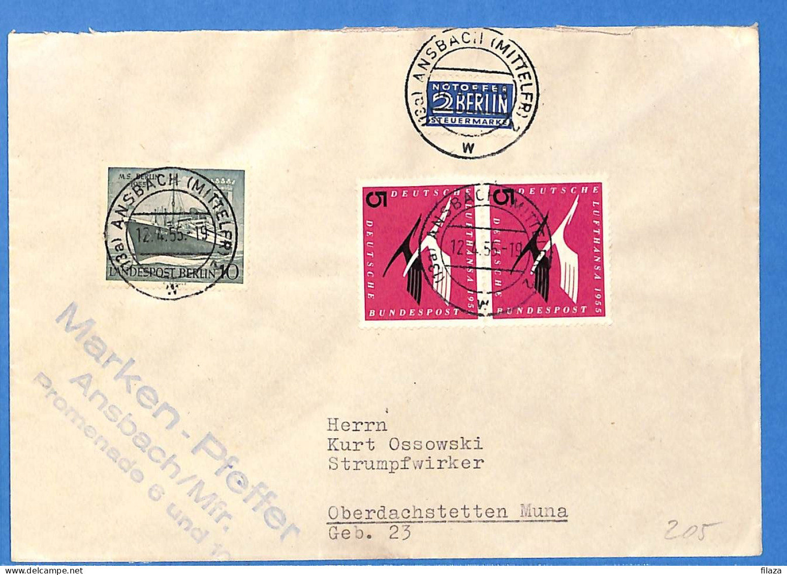 Allemagne Republique Federale 1955 Lettre De Ansbach (G22527) - Covers & Documents