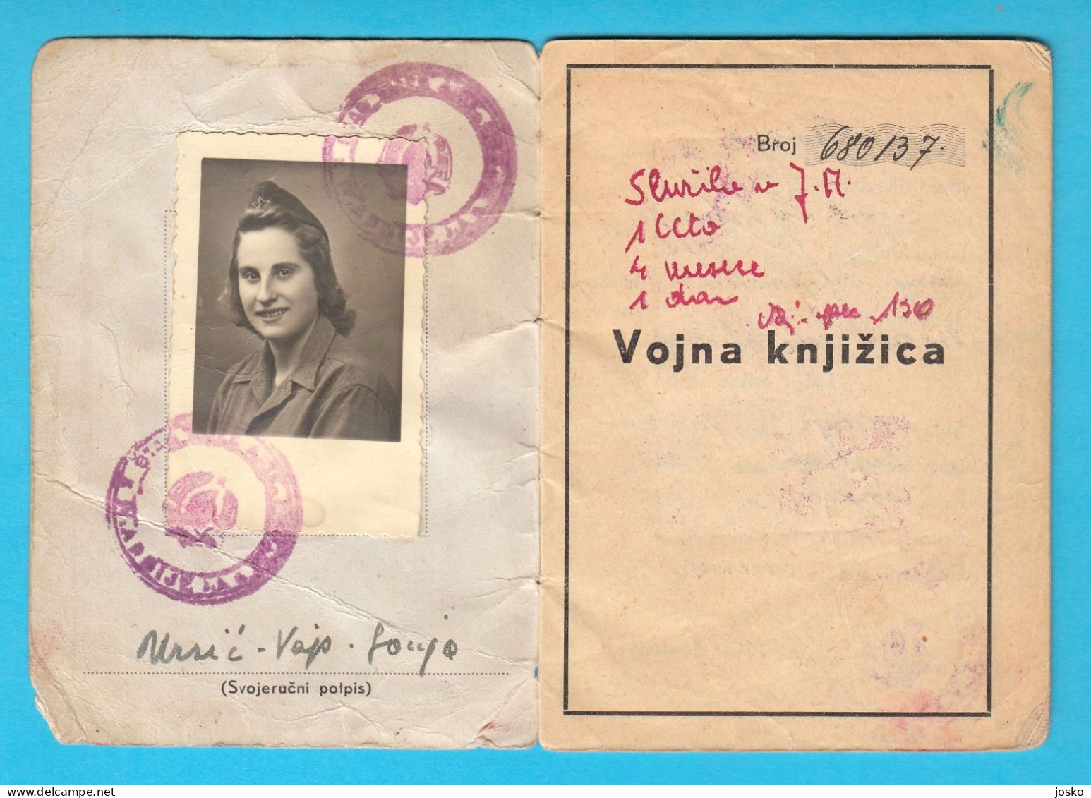 WW2 - YUGOSLAVIA PARTISANS ID Card (Selca - Brač * Ljubljana - Slovenia) * Jugoslavia Slovenija Partizans Partisan - 1939-45