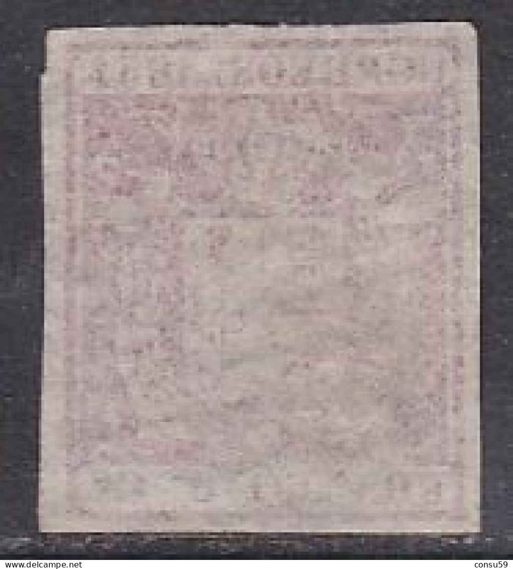 1854-ED. 24 -ESCUDO DE ESPAÑA- 6 CUARTOS CARMÍN-USADO PARRILLA NEGRA - Usados