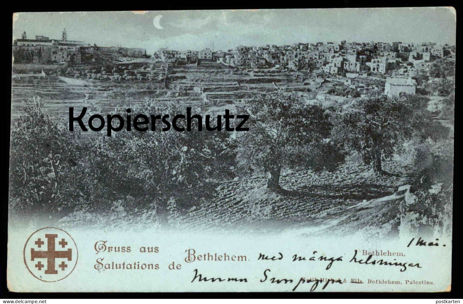 ALTE POSTKARTE GRUSS AUS BETHLEHEM SALUTATIONS DE BETHLEHEM PANORAMA ISRAEL PALÄSTINA PALESTINE Postcard Ansichtskarte - Jordanie